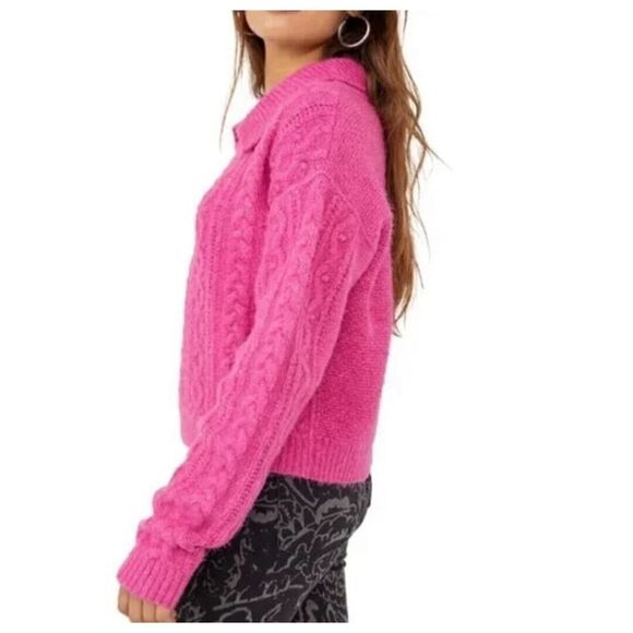Free People | Every Cloud Pullover Sweater in Fuchsia Fizz, Preppy Coquette | L - Picture 10 of 13